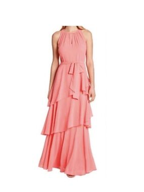 Tahari Arthur S Levine Sleeveless Tiered Ruffle Maxi Dress